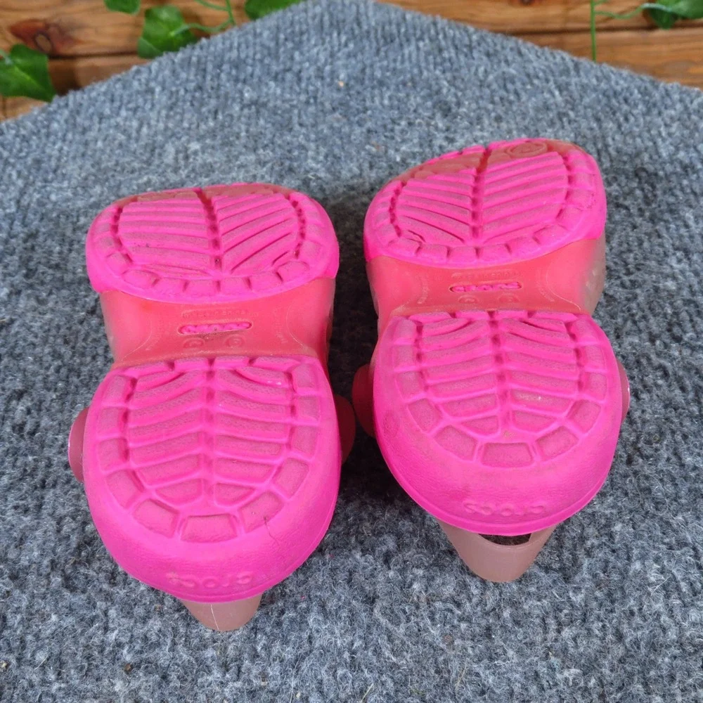 Crocs Adrina Hearts Toddler Girls Sandals‎ Size 6 Summer Play Pink Synthetic